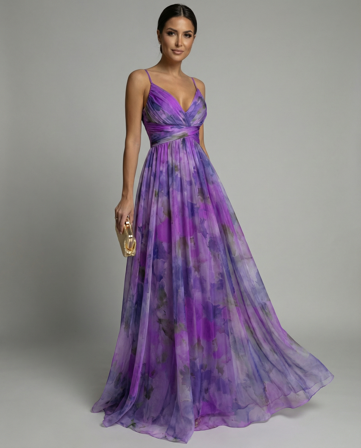 Women's Floral Chiffon Maxi Dress for Summer Evening Events