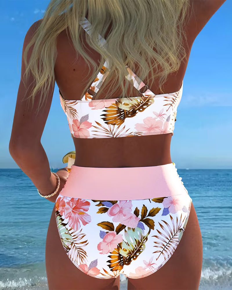 Women's Floral High Waisted Bikini Set