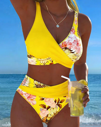 Women's Floral High Waisted Bikini Set