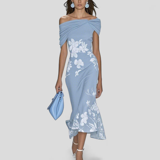Women's Floral Print Midi Dress Contour Fit
