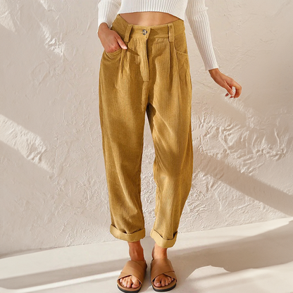 Women's High Waist Corduroy Pants