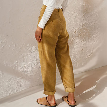 Women's High Waist Corduroy Pants