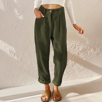 Women's High Waist Corduroy Pants