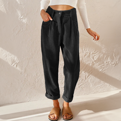 Women's High Waist Corduroy Pants