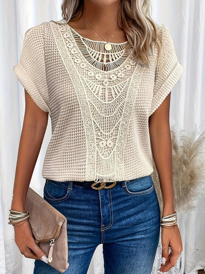 Women's Lace Short Sleeve Casual Top