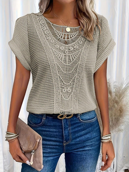 Women's Lace Short Sleeve Casual Top