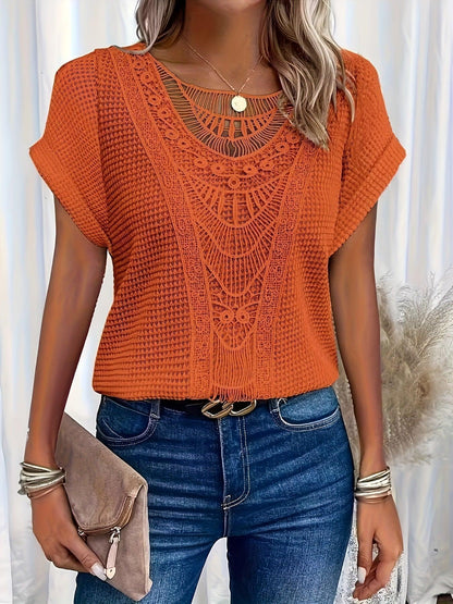 Women's Lace Short Sleeve Casual Top