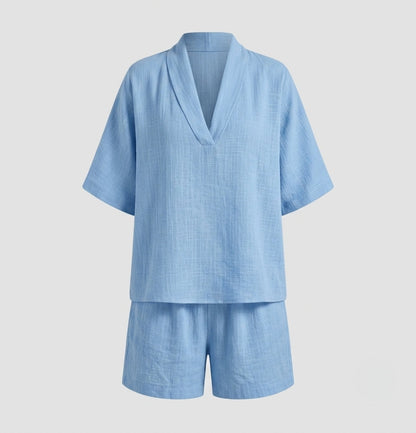Women's Linen Two-Piece Shorts Set
