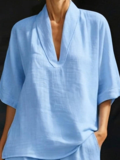 Women's Linen Two-Piece Shorts Set