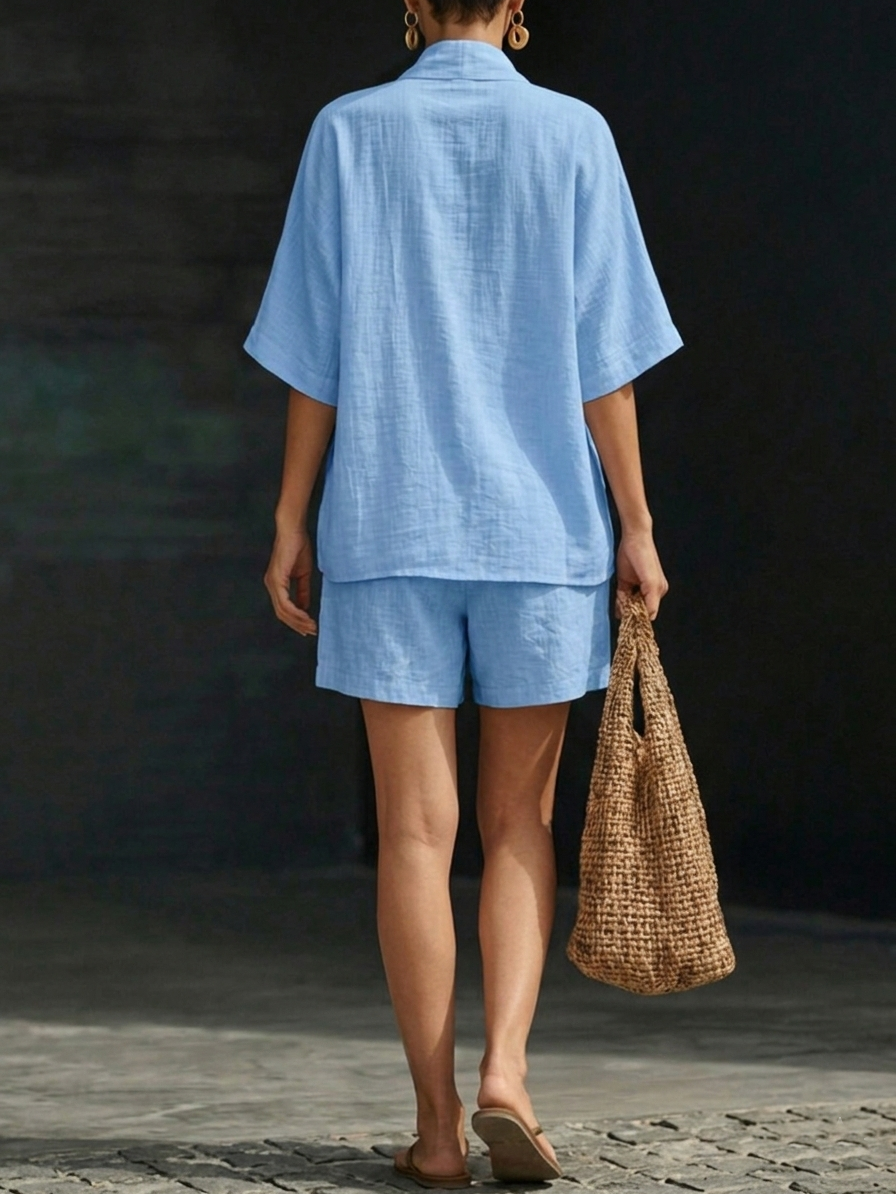 Women's Linen Two-Piece Shorts Set