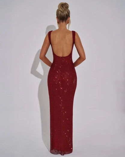 Women's Maxi Dress with Embellished Fabric