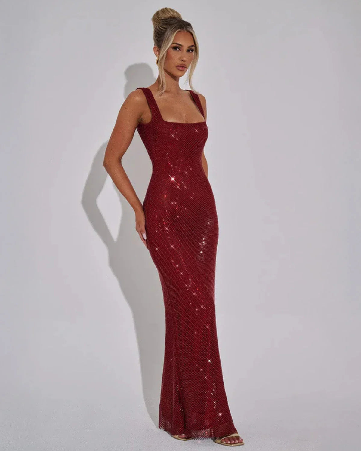 Women's Maxi Dress with Embellished Fabric
