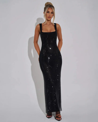 Women's Maxi Dress with Embellished Fabric