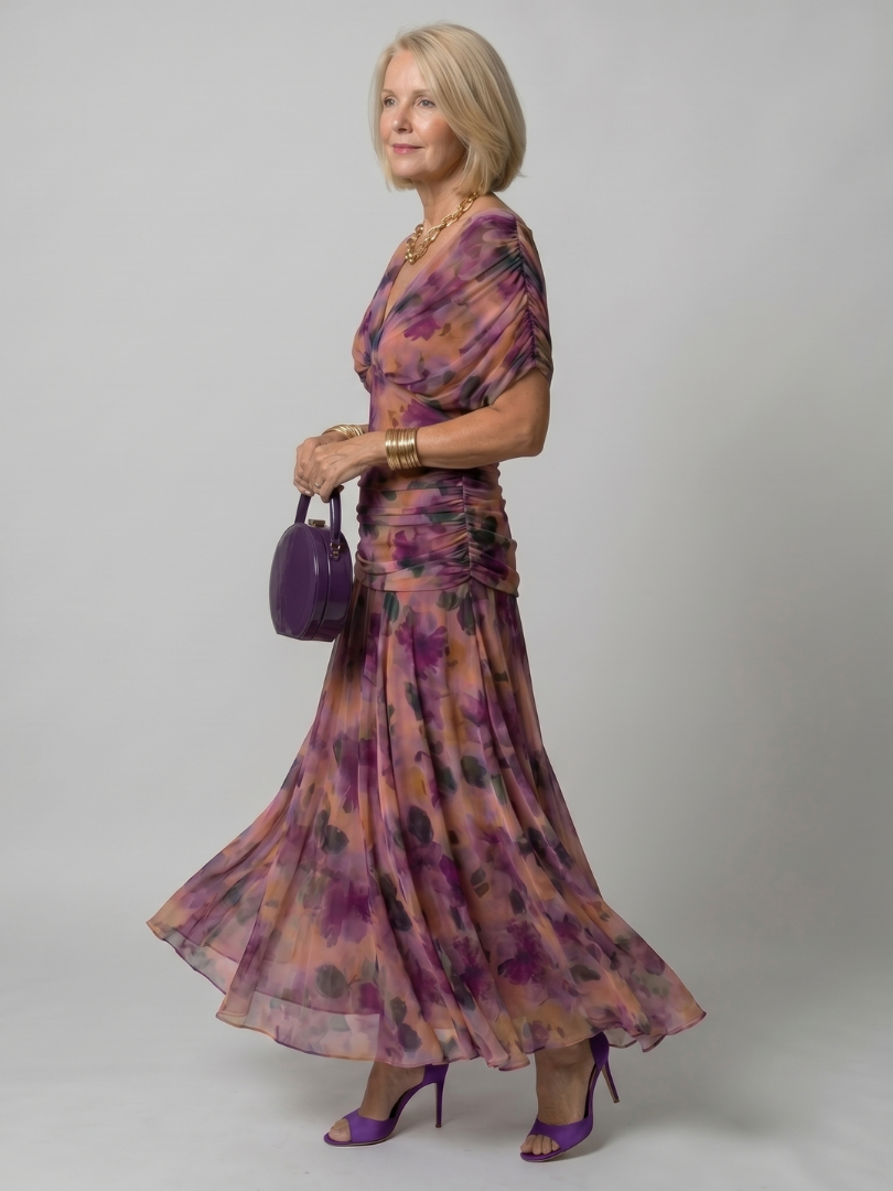Women's Off Shoulder Midi Summer Dress with Flowy Skirt