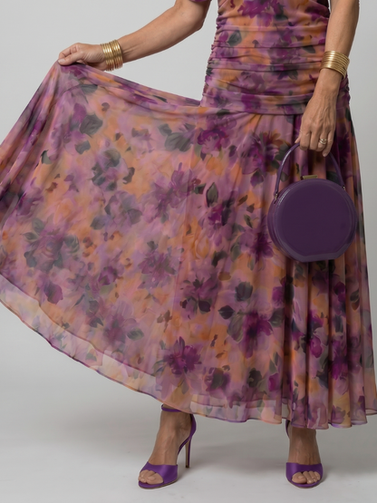 Women's Off Shoulder Midi Summer Dress with Flowy Skirt