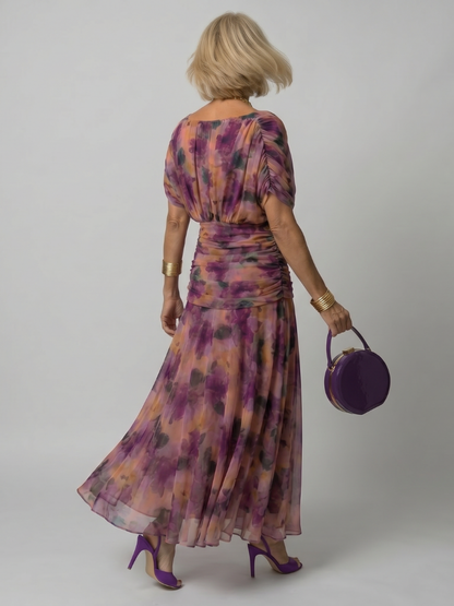 Women's Off Shoulder Midi Summer Dress with Flowy Skirt