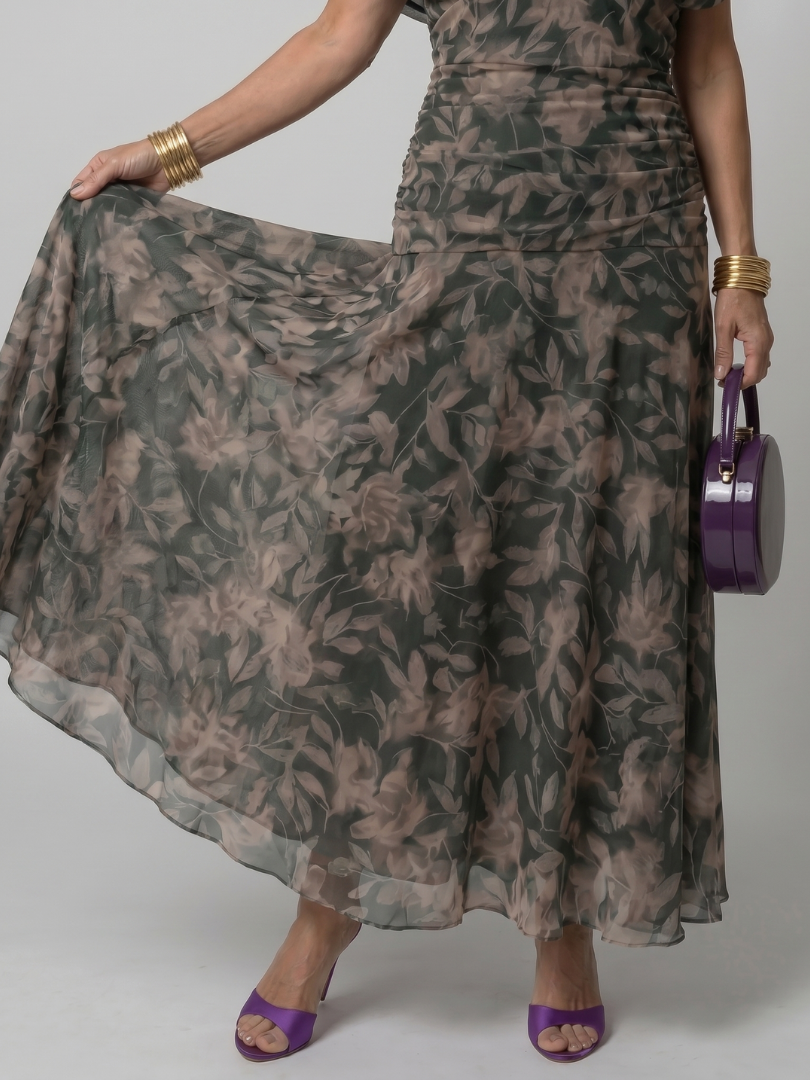 Women's Off Shoulder Midi Summer Dress with Flowy Skirt