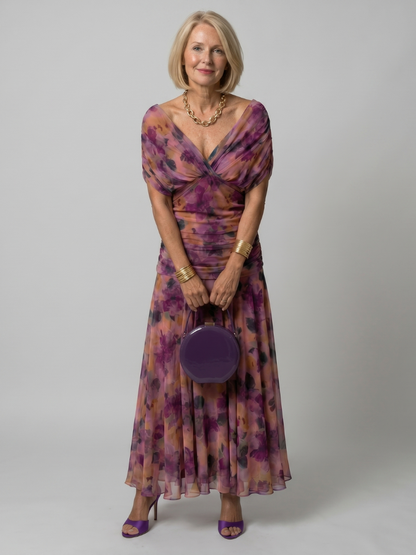 Women's Off Shoulder Midi Summer Dress with Flowy Skirt