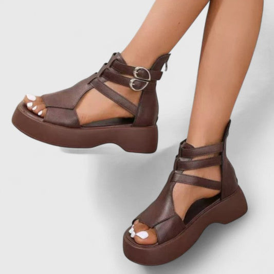 Women's Orthopaedic Platform Sandals with Multi-Strap Design