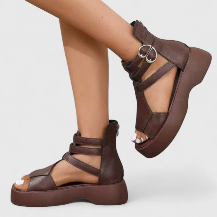 Women's Orthopaedic Platform Sandals with Multi-Strap Design