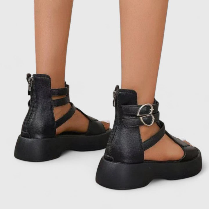 Women's Orthopaedic Platform Sandals with Multi-Strap Design