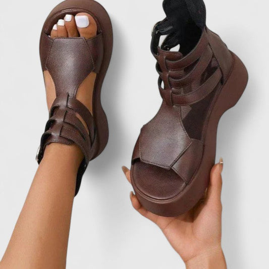 Women's Orthopaedic Platform Sandals with Multi-Strap Design