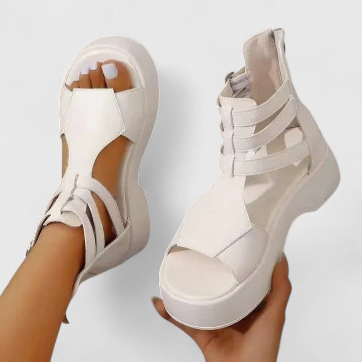 Women's Orthopaedic Platform Sandals with Multi-Strap Design