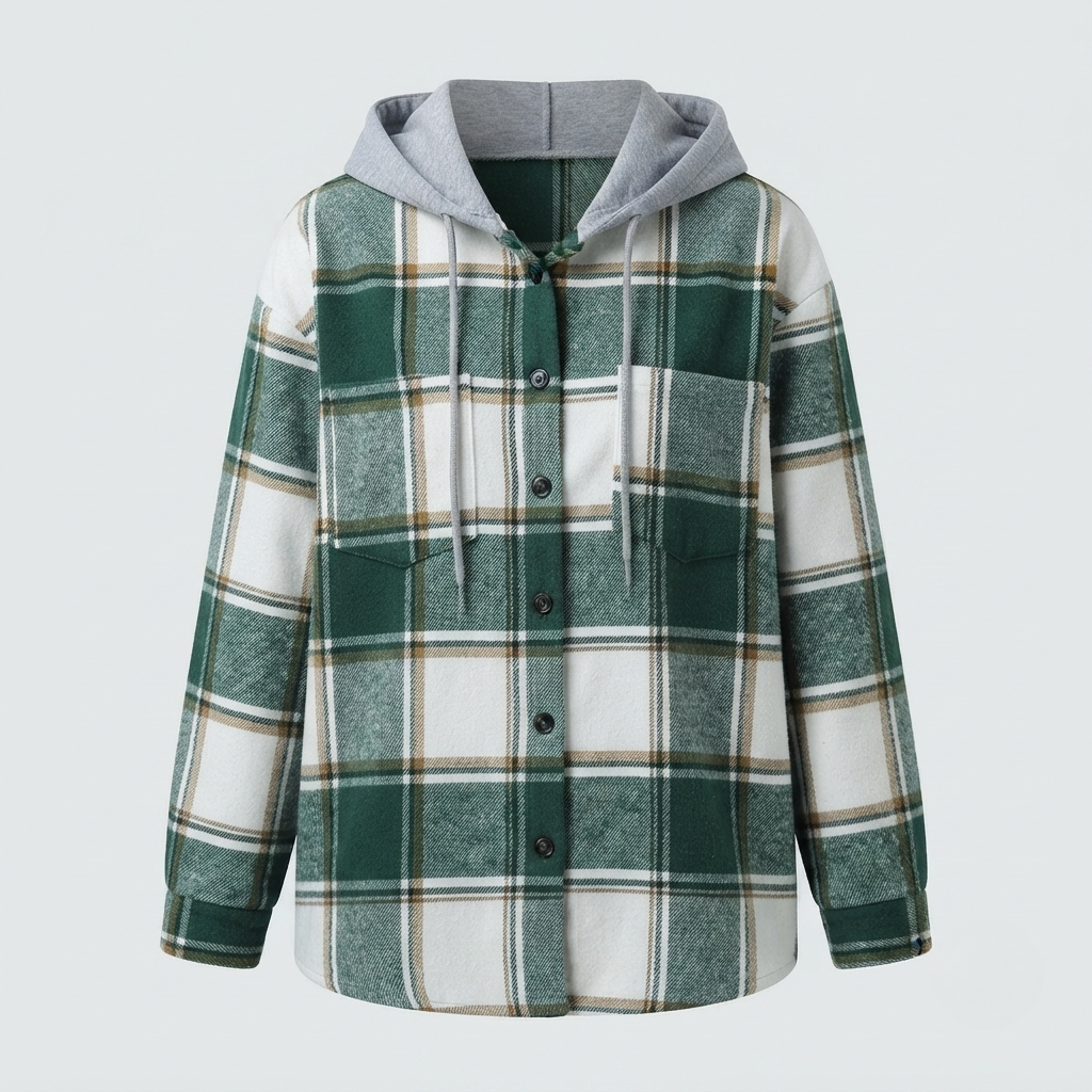 Women's Plaid Flannel Hooded Shacket