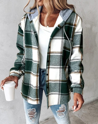Women's Plaid Flannel Hooded Shacket