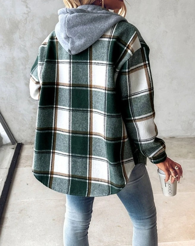 Women's Plaid Flannel Hooded Shacket