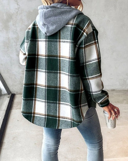 Women's Plaid Flannel Hooded Shacket