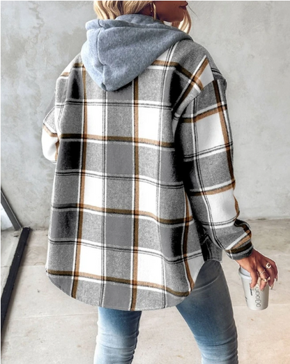 Women's Plaid Flannel Hooded Shacket