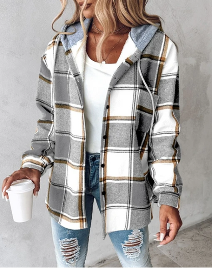 Women's Plaid Flannel Hooded Shacket