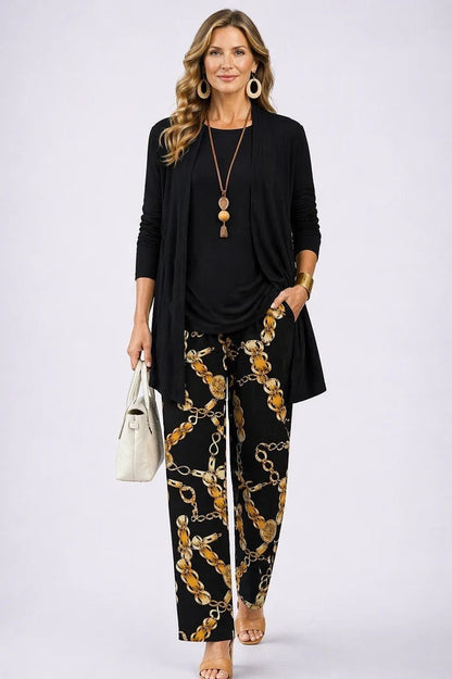 Women's Printed Cotton 3-Piece Set with Duster and Pants