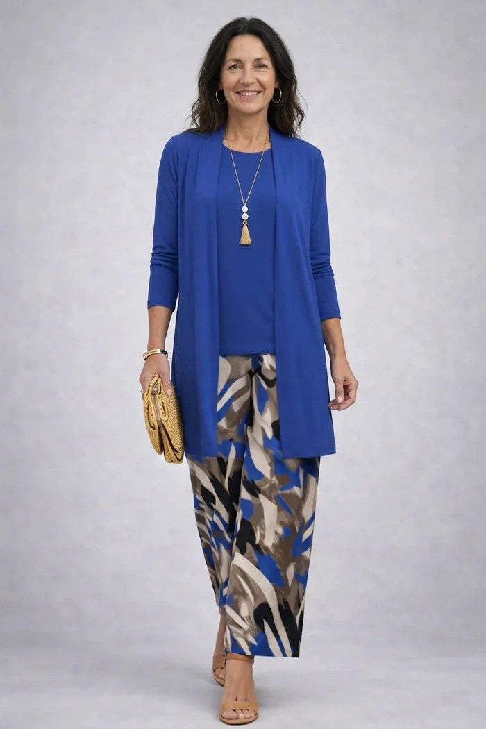 Women's Printed Cotton 3-Piece Set with Duster and Pants