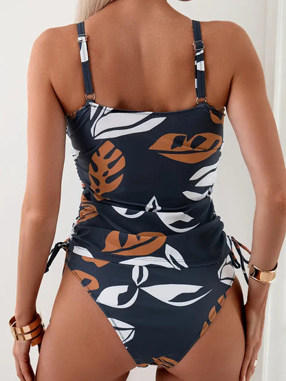 Women's Printed Tankini Swimsuit Two-Piece Set