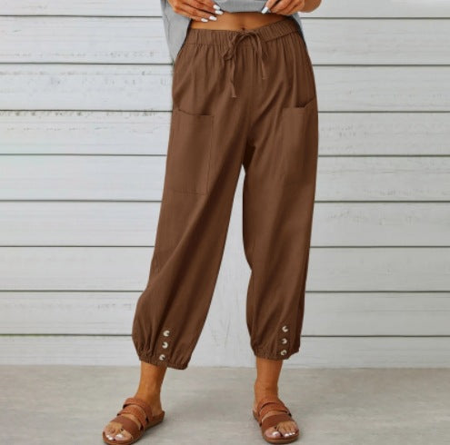 Women's Relaxed Drawstring Cropped Trousers