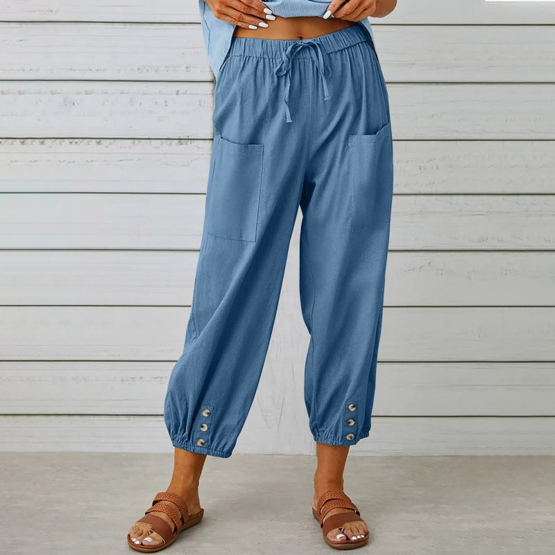 Women's Relaxed Drawstring Cropped Trousers