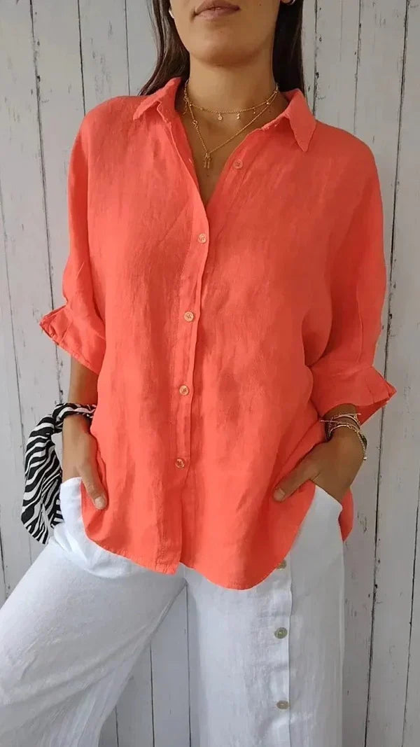 Women's Relaxed Fit Button Up Shirt for Summer