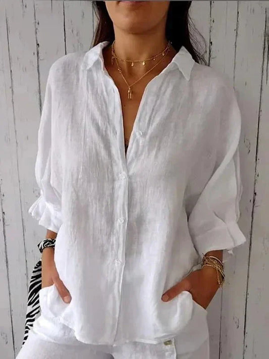 Women's Relaxed Fit Button Up Shirt for Summer