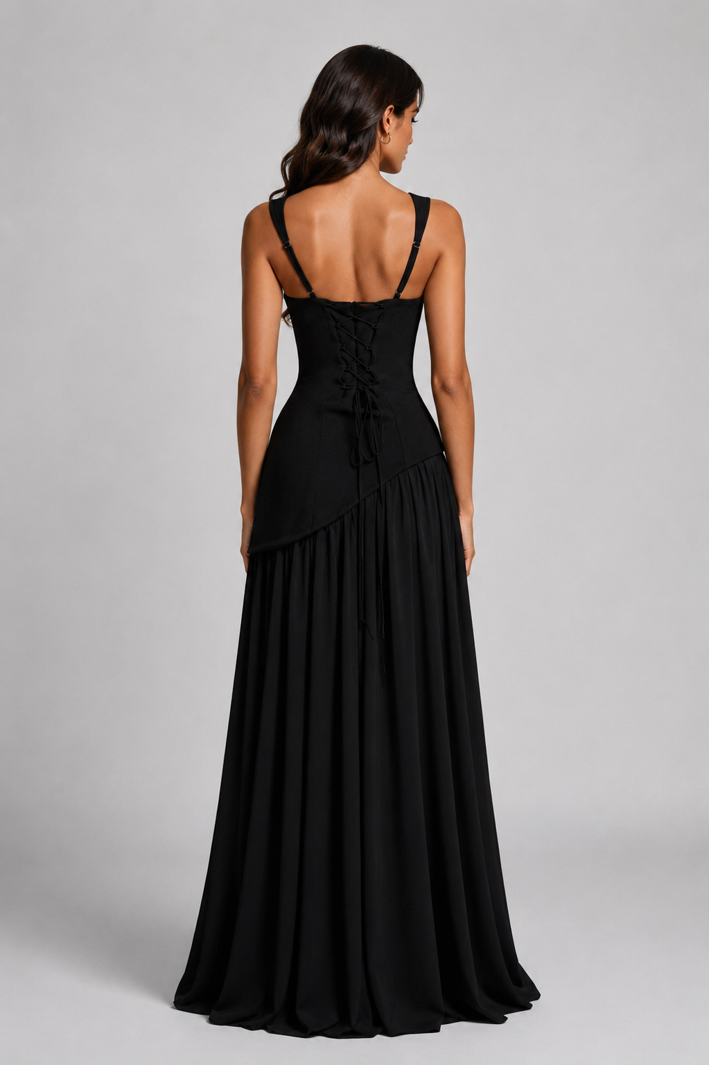 Women's Sculpted Draped Satin Feel Maxi Dress
