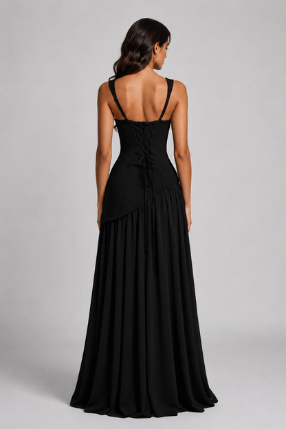 Women's Sculpted Draped Satin Feel Maxi Dress