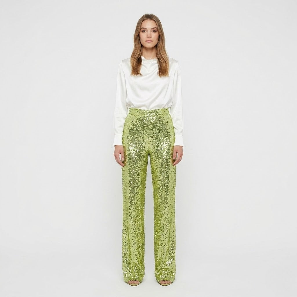 Women's Sequin Straight-Leg Party Pants