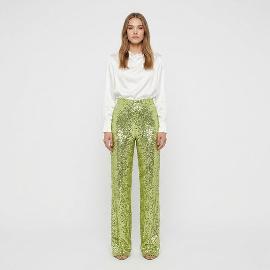 Women's Sequin Straight-Leg Party Pants