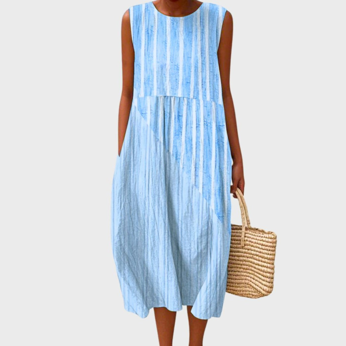Women's Sleeveless Tiered Linen Midi Dress