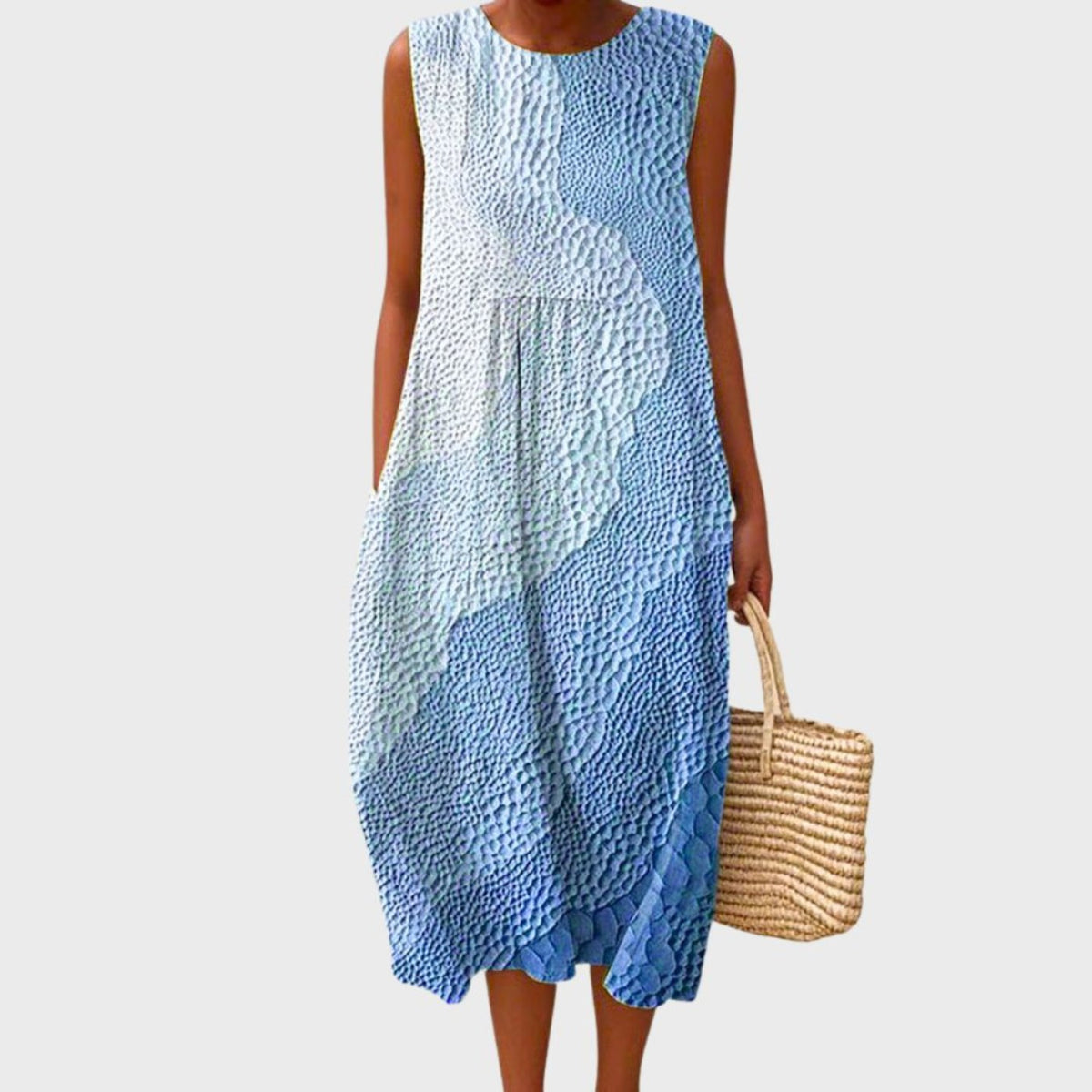 Women's Sleeveless Tiered Linen Midi Dress