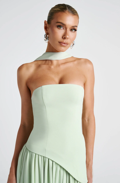 Women's Strapless Maxi Gown with Matching Scarf