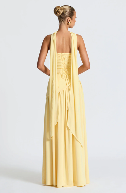 Women's Strapless Maxi Gown with Matching Scarf