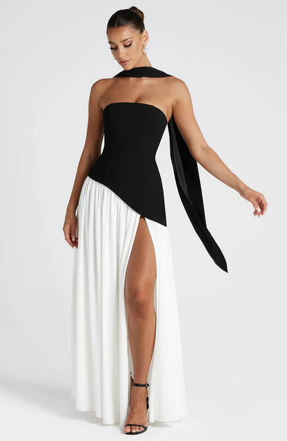 Women's Strapless Maxi Gown with Matching Scarf