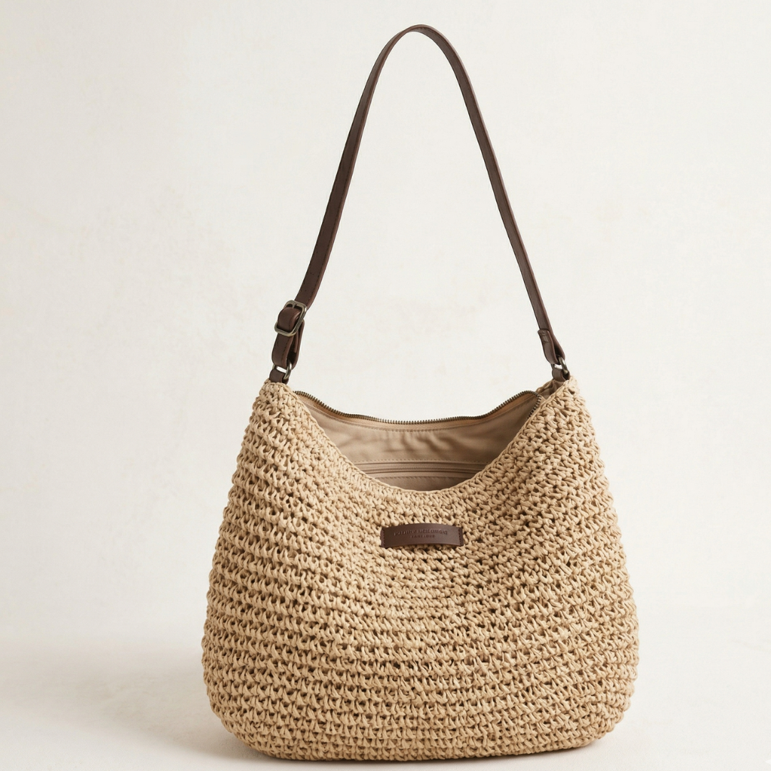 Women's Straw Tote Beach Bag with Sling